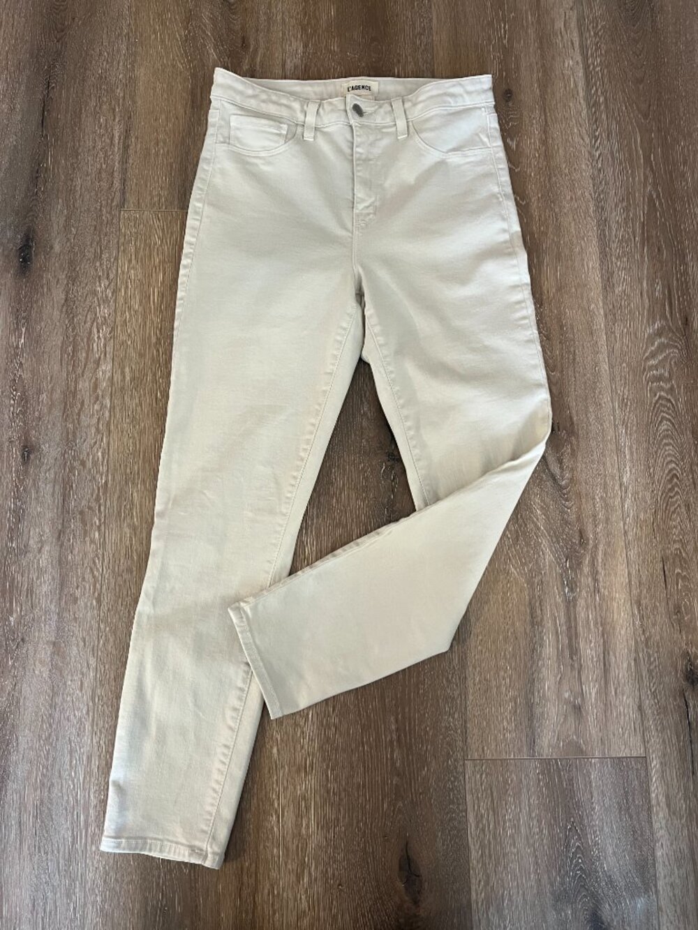 L'AGENCE Margot Cropped Skinny Jeans High Rise - 29 - Cream Beige White, Granite